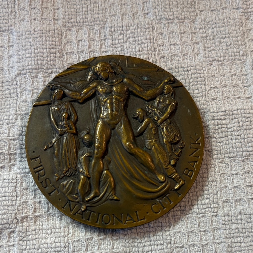 First National City Bank Commemorative Bronze Medal vintage